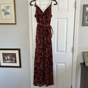 Revelry Burgundy velvet Floral Maxi Dress
